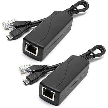 ANVISION 2-Pack 5V 2.4A PoE Splitter Adapter, IEEE 802.3af Compliant Micro USB 48V to 5V/2.4A, for Tablets, Dropcam or Raspberry Pi, IPC, IP Camera and more