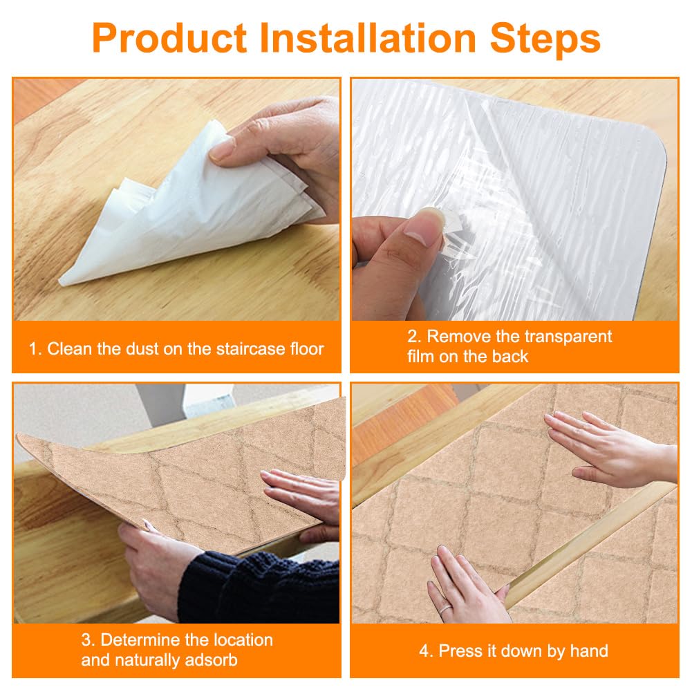 FARYODI Alfombrillas autoadhesivas para escalones, 15 unidades, 55 x 19 cm, para escaleras, para casa, escaleras, de madera, azulejos y mármol (beige)
