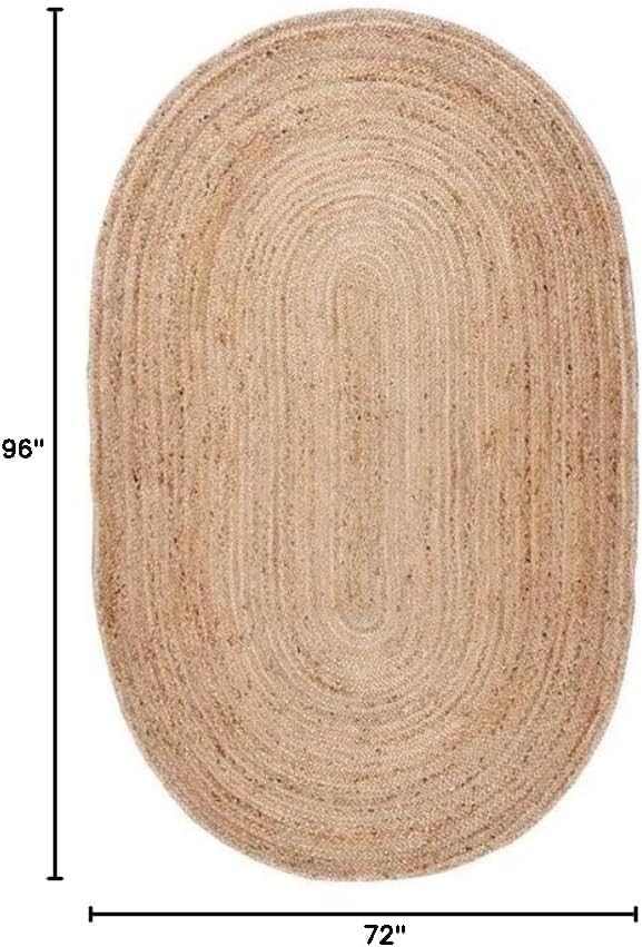 Miniatura 3 de Alfombra ovalada de yute natural, alfombra decorativa bohemia tejida a mano