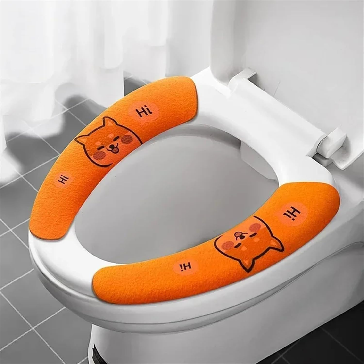 litts New Paste 1 Pair Toilet Seat Cover Cartoon Washable Bathroom Toilet Seat Pad Cute Reusable Soft Thick Sticky Closestool Seat Mat (Size : Orange)