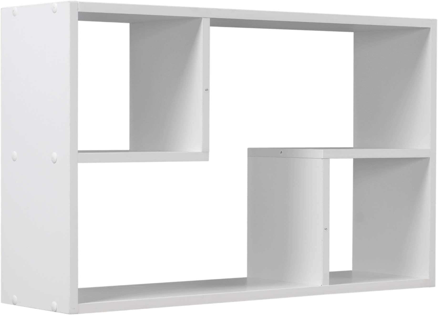 URBNLIVING Nyborg Rectangular Wooden Floating Wall Mounting Shelf Display Unit Book Storage (White)