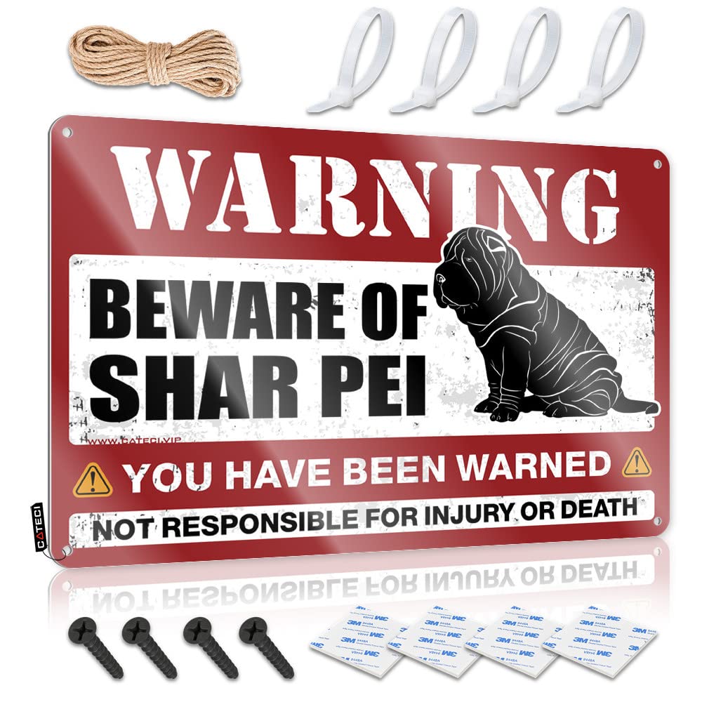 DTWE Little Man Cave Sign Beware Of Shar Pei Tin Sign Outdoor Funny Metal Sign Funny Room Decor(20X30CM)