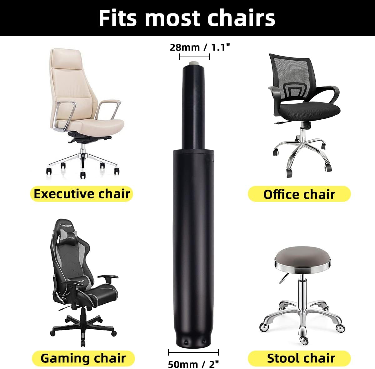 PROFECTUS Office Chair Gas Lift Cylinder Replacement with Removal Tools-5.5 inches Adjust Heavy Duty Gas Lift Cylinder - Includes Removal Tool & Gloves,Universal Size Fits Most Office Chair