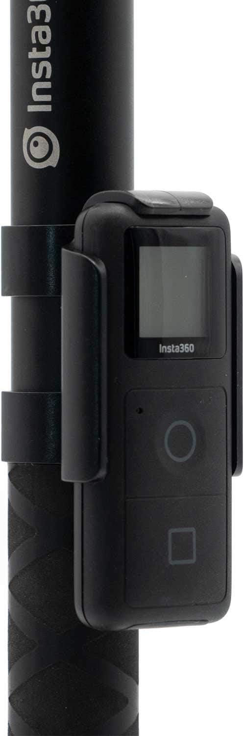 Diagram showing how to attach the Insta360 GPS Smart Remote to the wrist strap and wear it.