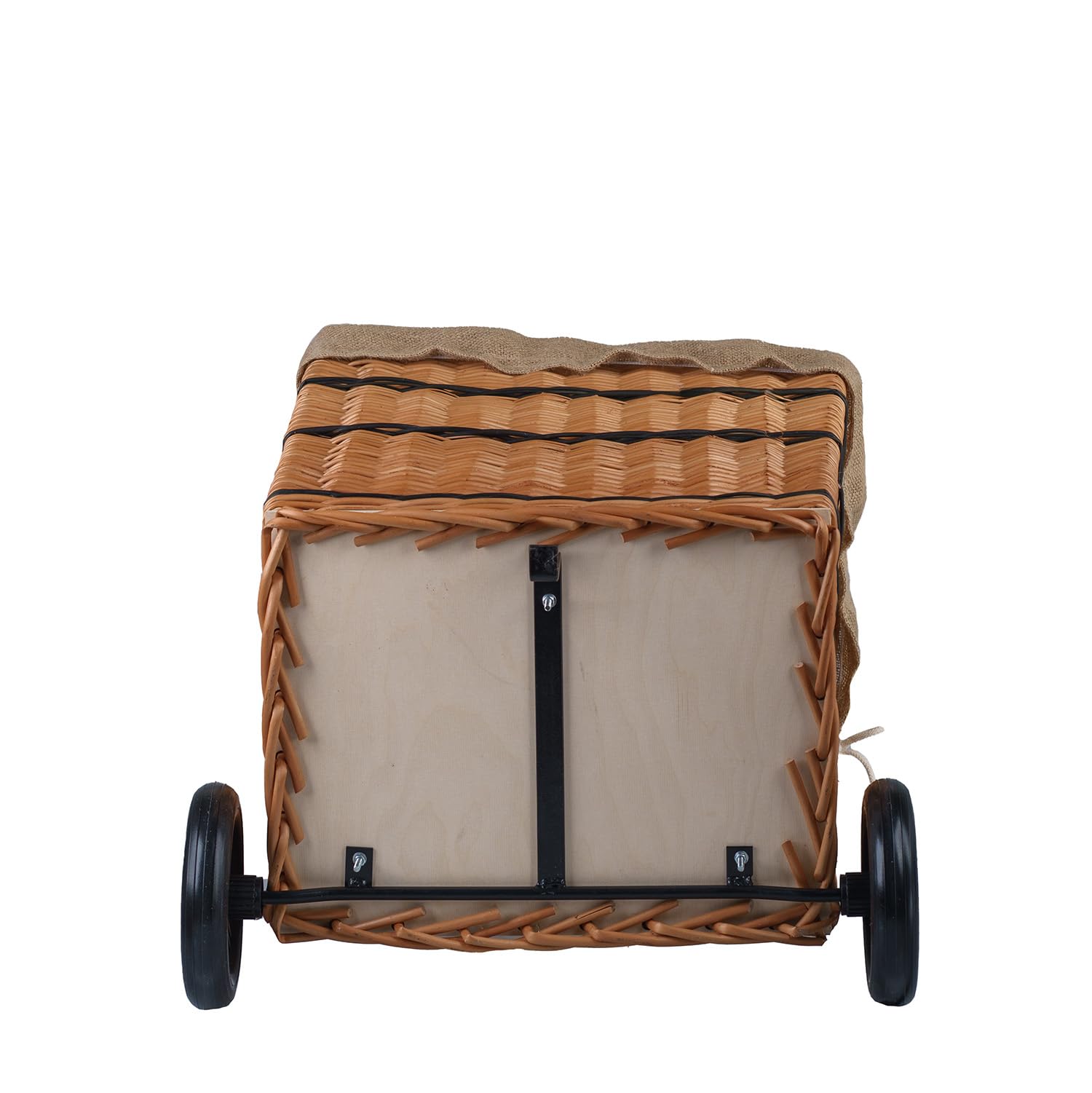Cestino per legna da ardere in salice, carrello semicircolare solido per camino e stoccaggio, versatile cestino per legna da ardere e shopping, fodera in iuta resistente