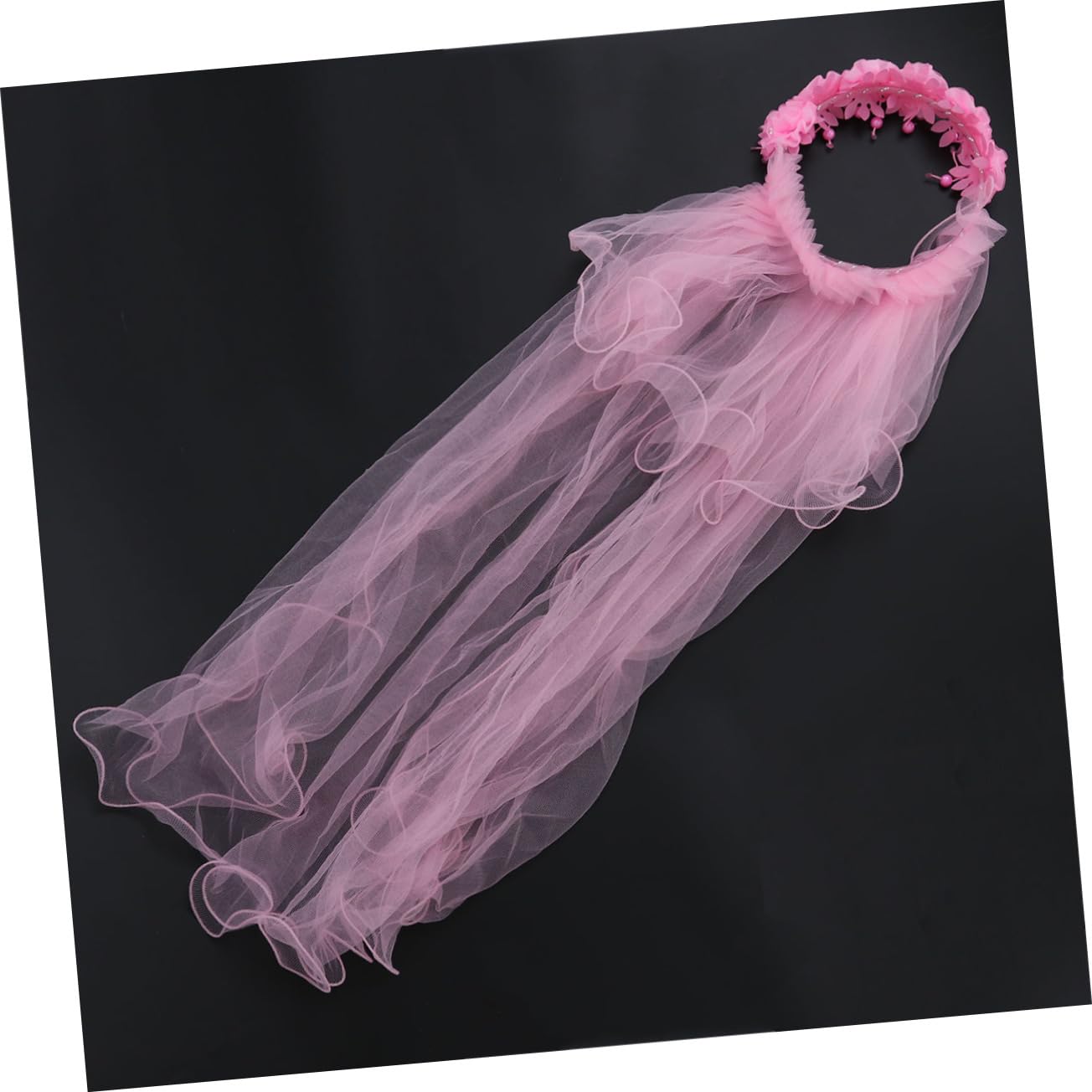 MERRYHAPY Girls Floral Wedding Headpiece Crystal Lace and Veil for First Communion Engagement and Special Occasions