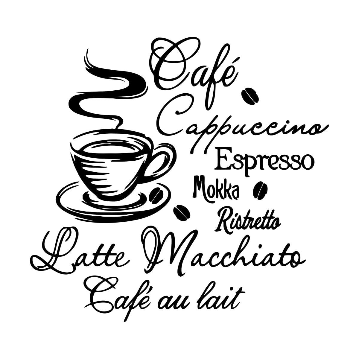 Lzhouting Wall Stickers 2105 Cafe Wall Stickers Cake Shop Vinyl Wall Decals Coffee Store Modern Home Decoration Living Room Kitchen Decor Art Murals Large - 57X59cm