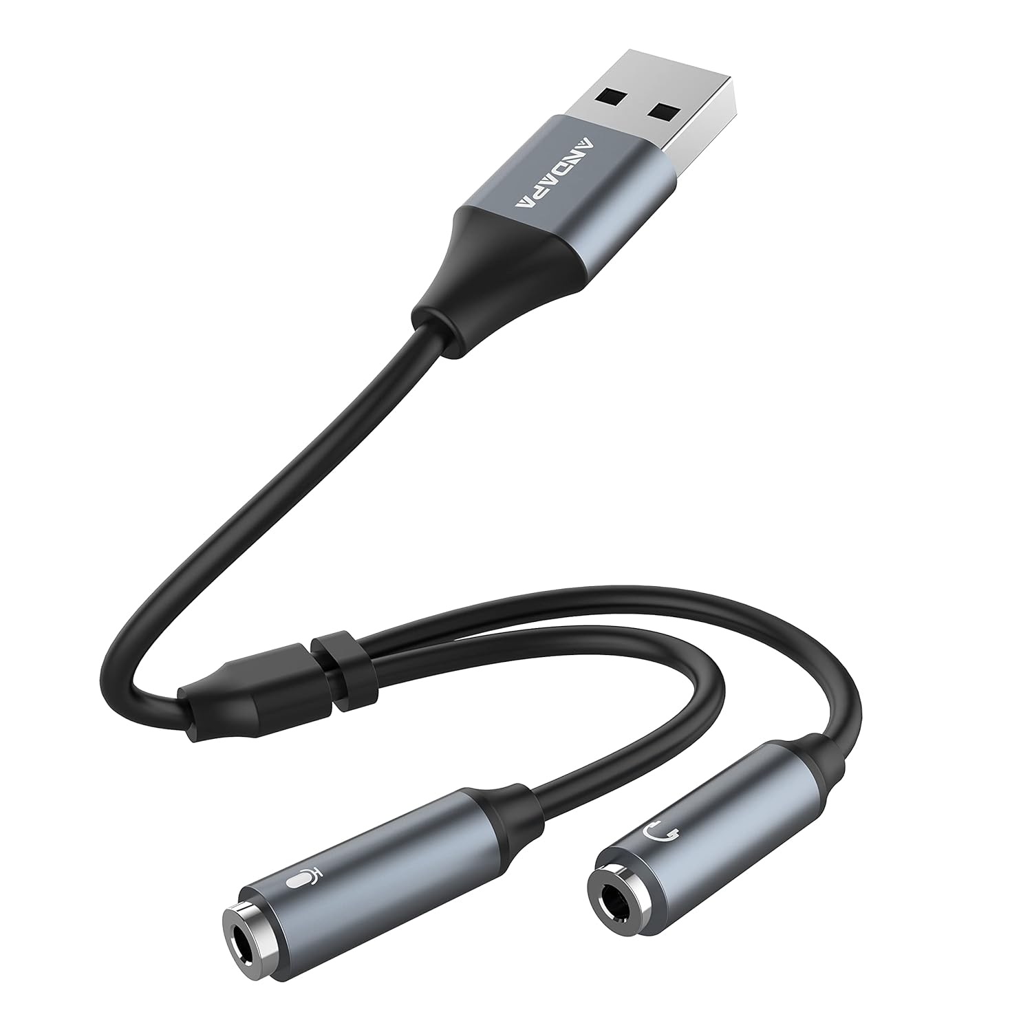 USB Headset Adapter,ANDAPA USB Audio Adapter Stereo External Sound Card
