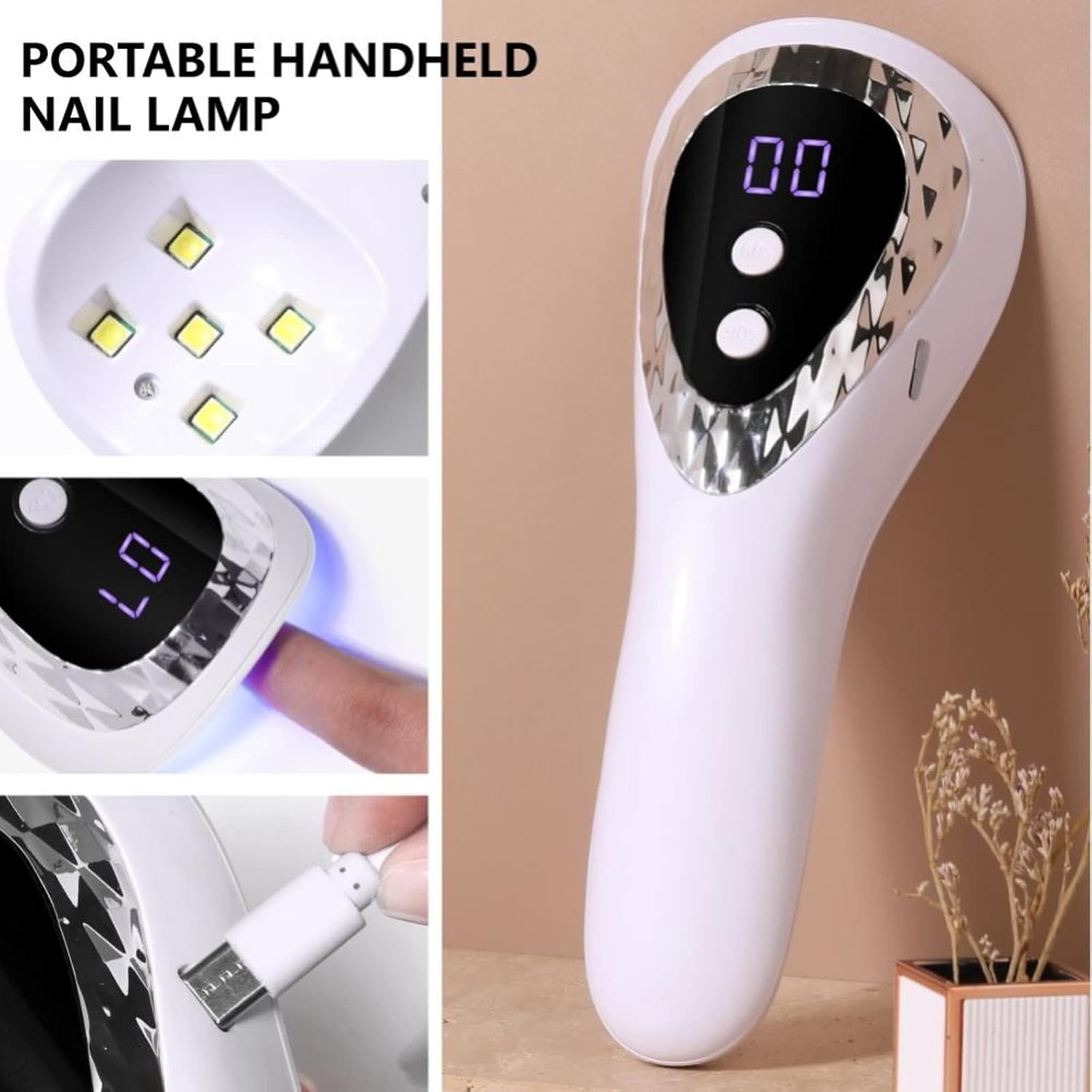 Nail Dryers Handheld Manicure Phototherapy Machine Rechargeable Infrared Sensor Portable Single Finger Curing Lamp (01 18W)
