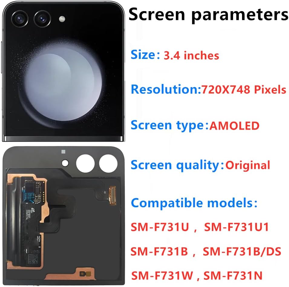 Original for Galaxy Z Flip5 Secondary Screen Replacement Z Flip 5 5G Outer Display Touch Screen Assembly