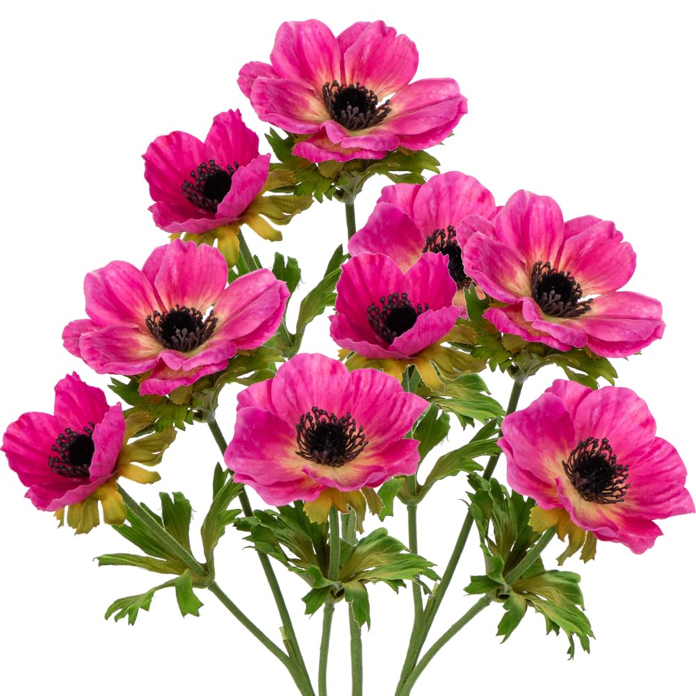 GnFlus Hot Pink Anemone Silk Stems