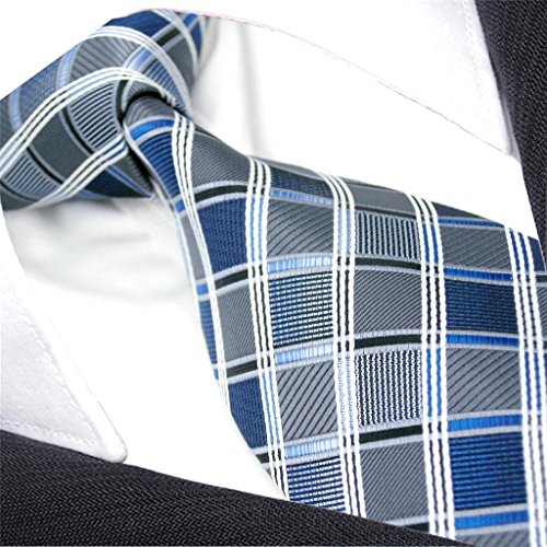 S&W SHLAX&WING Gravata masculina gravata extra longa de seda Paisley sólida listras azuis 01