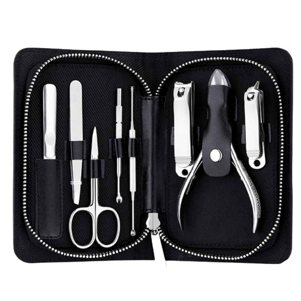 Set professionale per manicure, kit per pedicure, forbici per unghie, in acciaio inox, per unghie, per adulti e bambini, sicuro (colore nero)