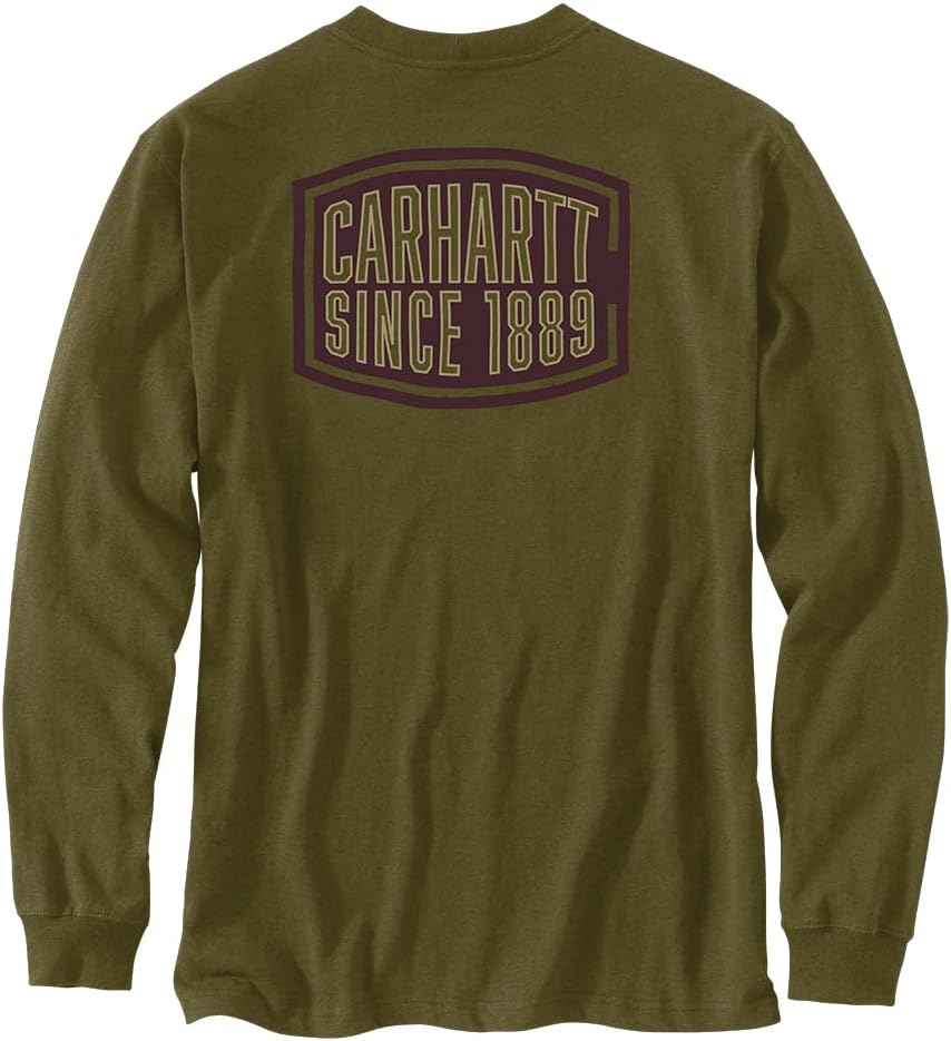Carhartt Men's 107038 Loose Fit Heavyweight Long-Sleeve Pocket 1889 Graphic T-Shirt XX-Large Dark Bronzed Green Heather