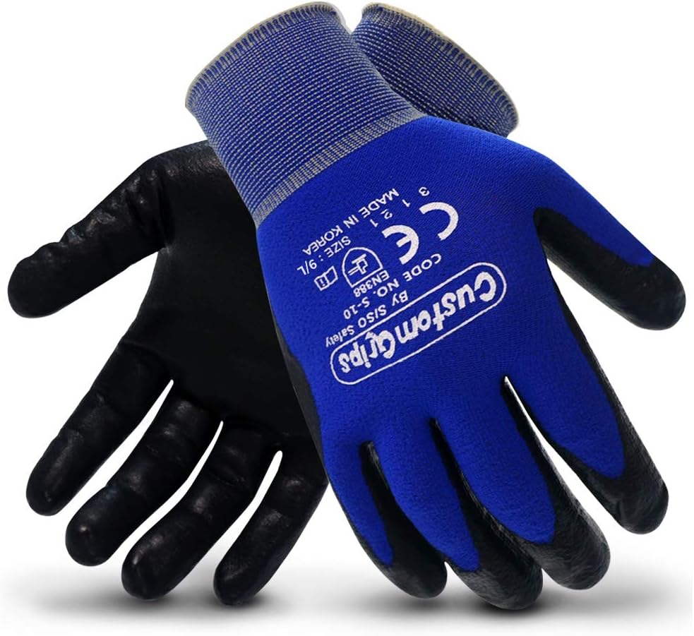 CustomGrips Cut Resistant Work Gloves Level 3 Resistance Nitrile Coated,12P