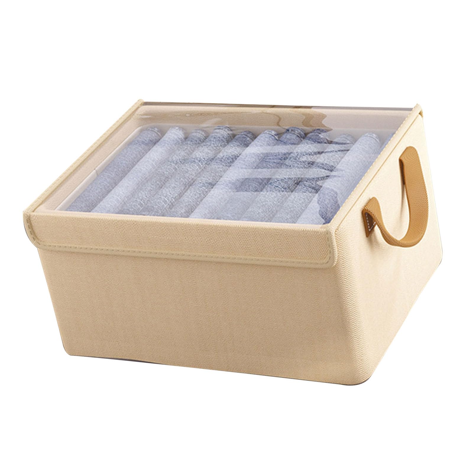 Uqezagpa Clothing Organiser Box with Lid Space Efficient Folding Storage Bin Multipurpose Fabric Clothes and Toy Container Folding Fabric Container