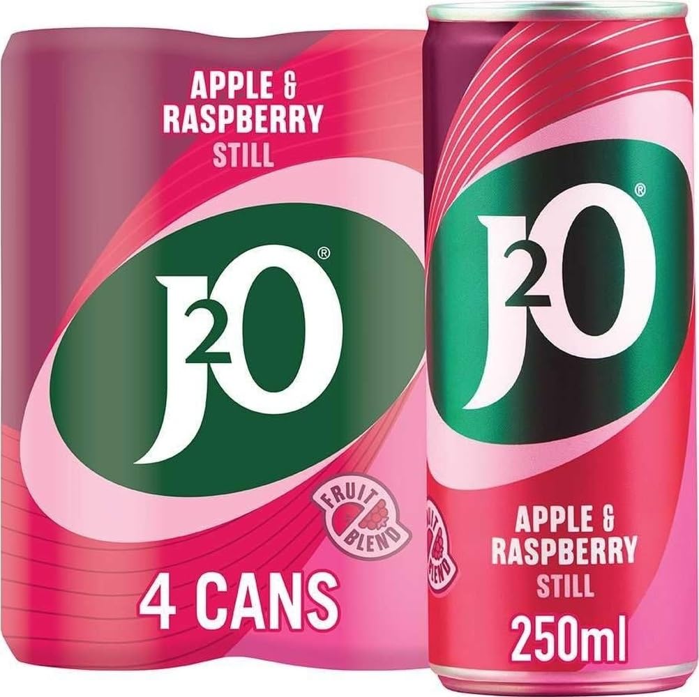 J2O Apple & Raspberry Juice Blend | 250ml Can | 4 Pack