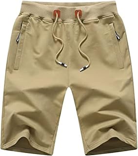 JustSun Mens Shorts Casual Sports with Elastic Waist Zipper Pockets