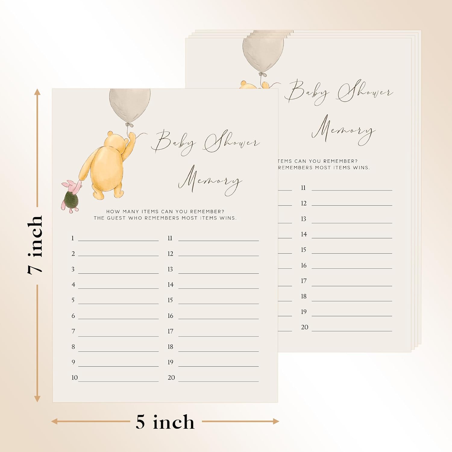 Winnie Baby Shower Games, Baby Shower Memory, Baby Shower Game Cards, Set of 30, Winnie The Pooh Party Favors, Baby Shower Party Games Supplies & Activities, Baby Shower Decorations