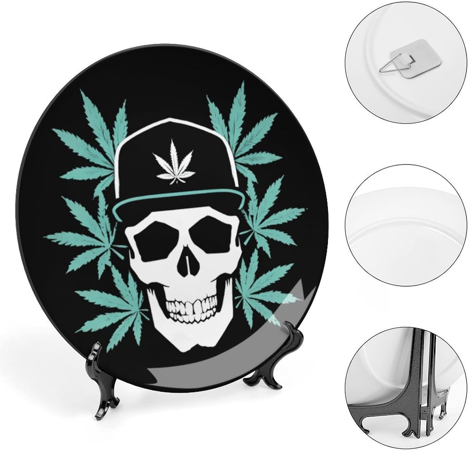 Skull And Weed1 Modern Decorative Plate Ceramic Ornaments 6inch image 4