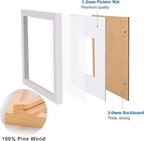 Vista 930 de Egofine Portarretratos de 9 x 12 pulgadas hecho de madera maciza con plexiglás, fotos de 5 x 7/6 x 8 con paspartú o de 9 x 12 pulgadas sin paspartú