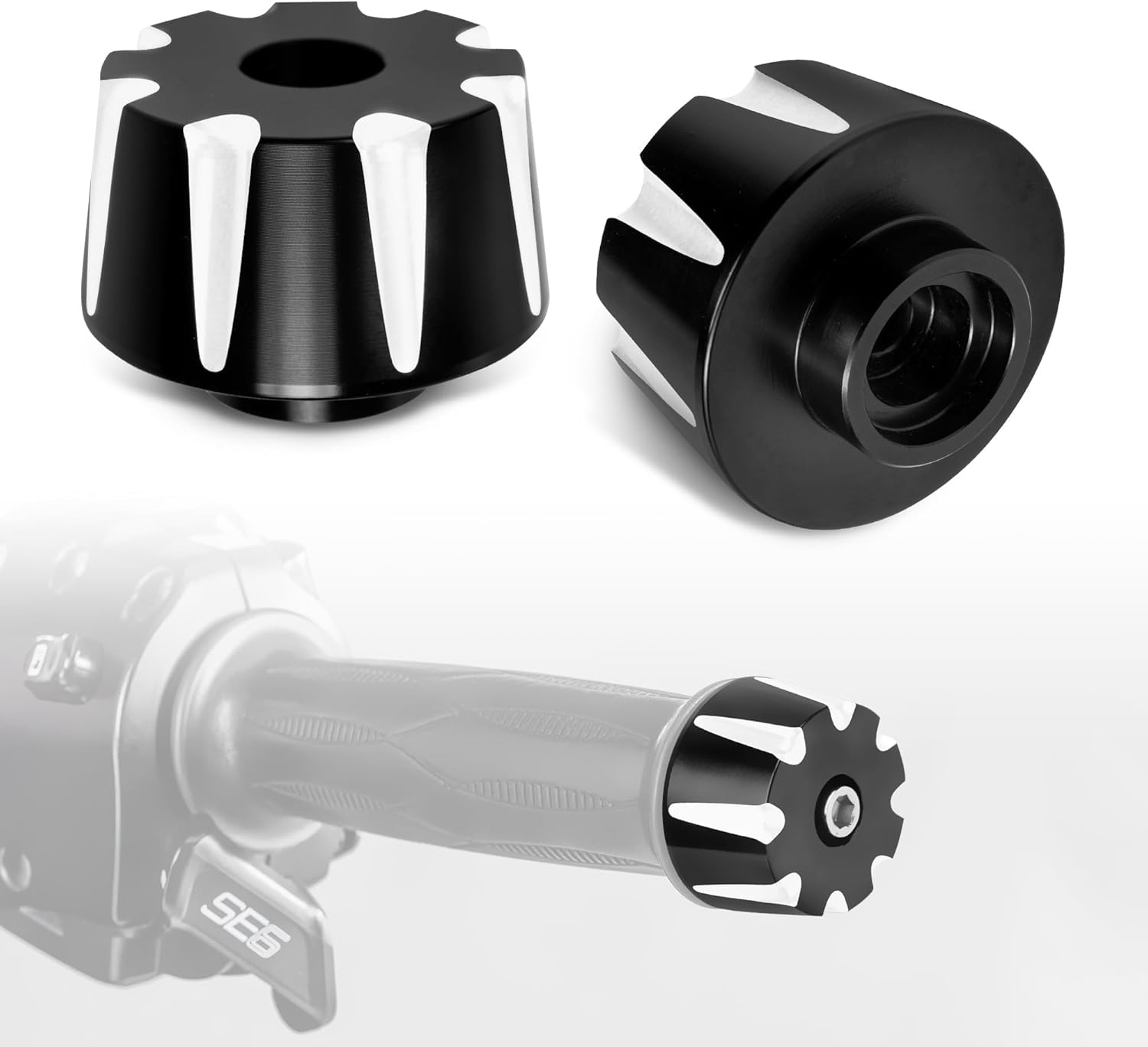 Handlebar End Plugs Caps for Can-Am Spyder Handlebar End Weights Aluminum CNC Cut Frame Caps Hand Grip End Covers for Can Am Spyder F3 F3-S 2015-2023 / RT RT-S 2010-2023, 1 Pair