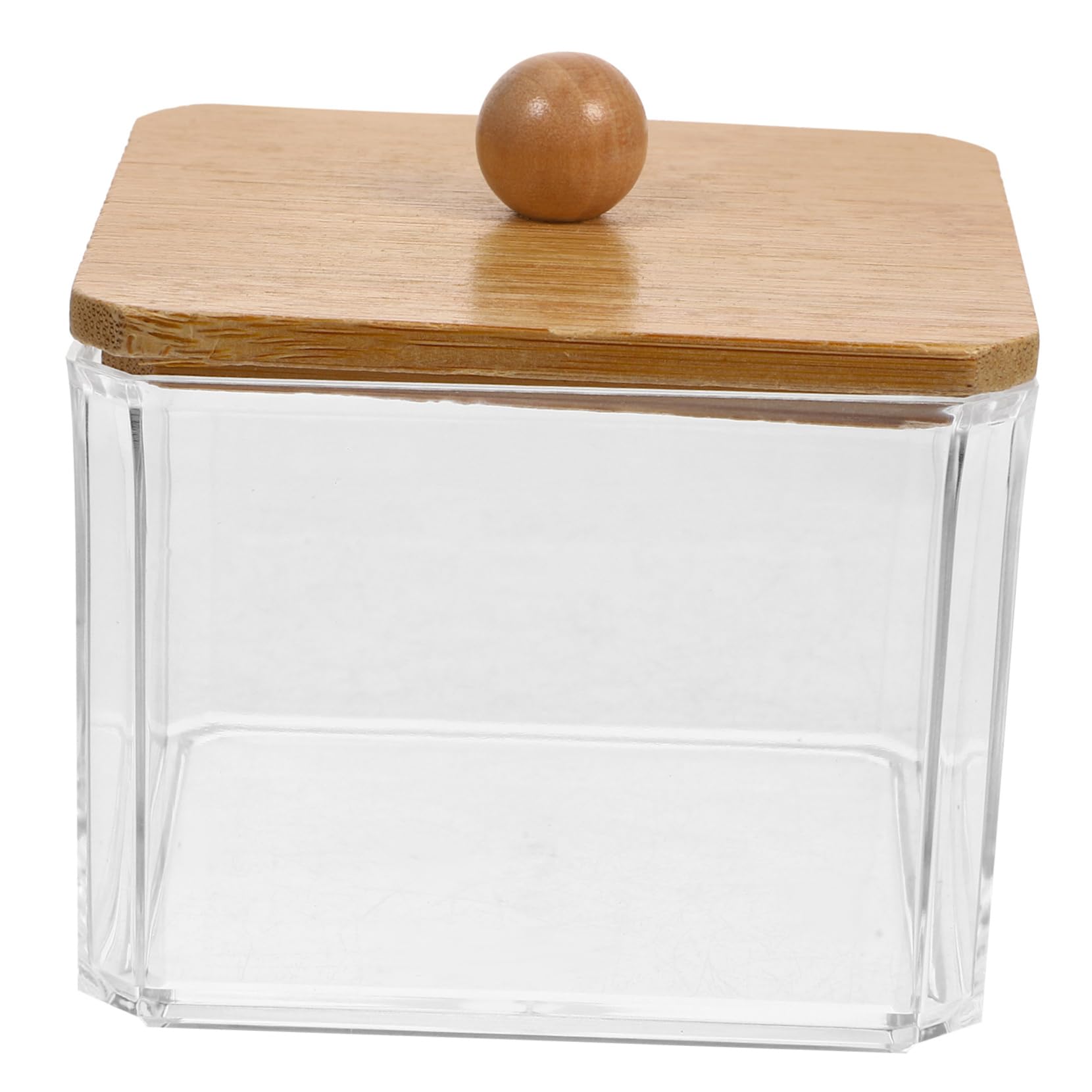 Cabilock 5stücke Klarer Kosmetikpad-organizer Mit Holzdeckel Transparente Aufbewahrungsbox Für Wattestäbchen Wattepads Make-up-schwämme Und Mehr Praktisch Und Dekorativ Für Zuhause