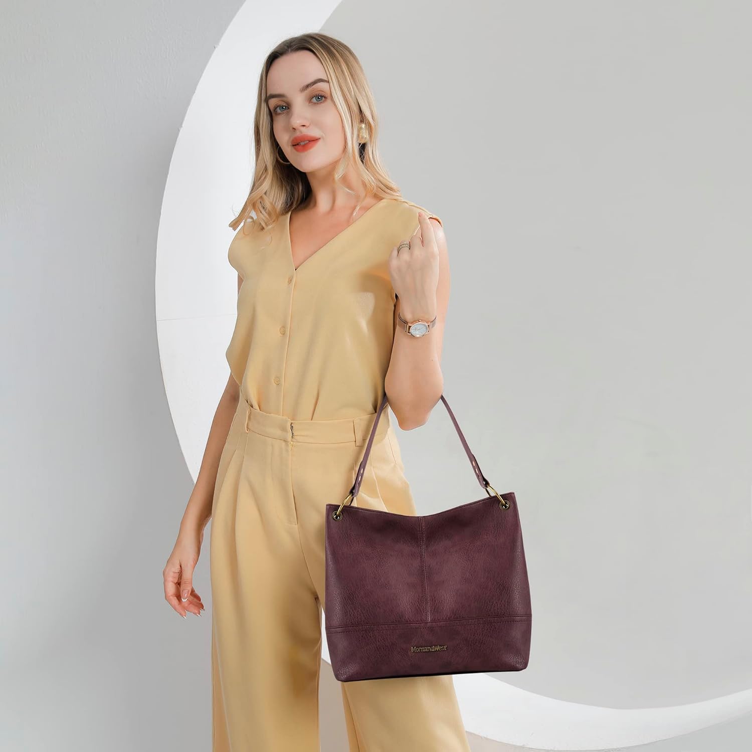 Montana West Hobo Bag for Ladies Shoulder Handbags with Back Pocket | Purses, with Zipper, Purses, with Zipper - Image 2