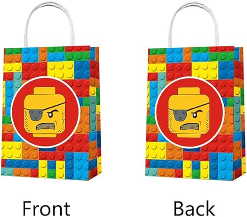 Miniatura 4 de Minamihong Bolsas de recuerdo de fiesta, 12 unidades para bloques de construcción, regalo, bolsas de dulces para ladrillos de color, temática de