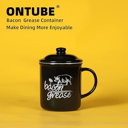 Miniatura 8 de ONTUBE Recipiente de grasa de tocino de cerámica con colador, almacenamiento de aceite de cocina puede engrasar Keeper para cocina