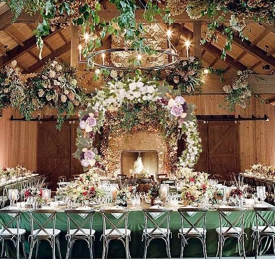 4.6 Ft Round Metal Table Arch Garden Arbor for Garden, Indoor and Outdoor, Party Decoration, Easy Assembly (with Support Legs, Ground Anchors, Screwdriver, Instructions)