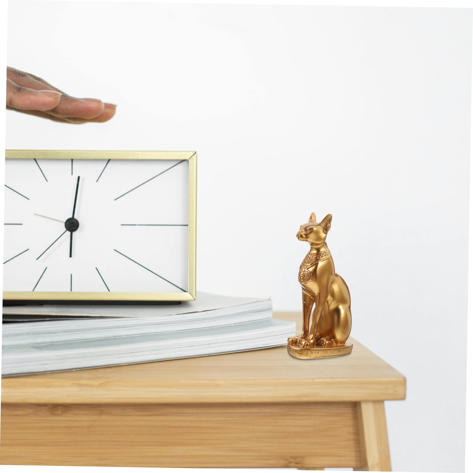 Veemoon Figura Decorativa de Gato Disfraz Egipcia en Resina Dorada, Artesanía Creativa para Decoración Elegante de Dormitorio y Sala de Estar