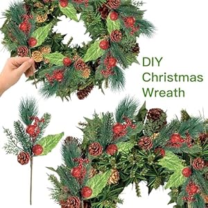 Sggvecsy 6 Pack Artificial Christmas Glittery Picks Faux Berries Pine Stems Red Berry Pine Branches with Pine Cones Shining Balls for Xmas Tree Wreath DIY Craft Floral Arrangement Holiday Decor (Red) Sggvecsy 6 Pack Artificial Christmas Glittery Picks Faux Berries Pine Stems Red Berry Pine Branches with Pine Cones Shining Balls for Xmas Tree Wreath DIY Craft Floral Arrangement Holiday Decor Red