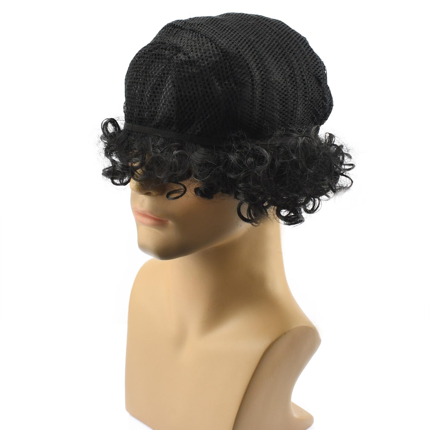 HODRME Unisex Short Fluffy Afro Wigs-Women Men Kinky Curly Disco Hippie Wig for Costume Cosplay Halloween Christmas Party (6 Black)