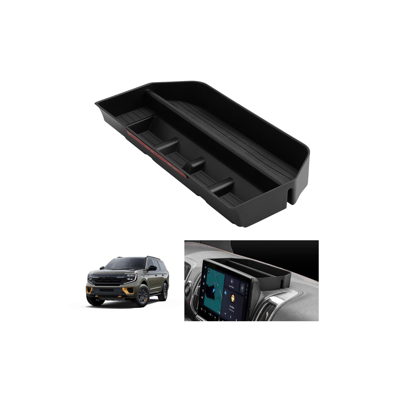 LUWU for 2026 Expedition Dashboard Storage Tray 2025 2026 2027 Ford Expedition Active/Platinum/Tremor/King Ranch 13.2inch Behind Screen Organizer Center Console Dash Tray Expedition 2027 Accessories