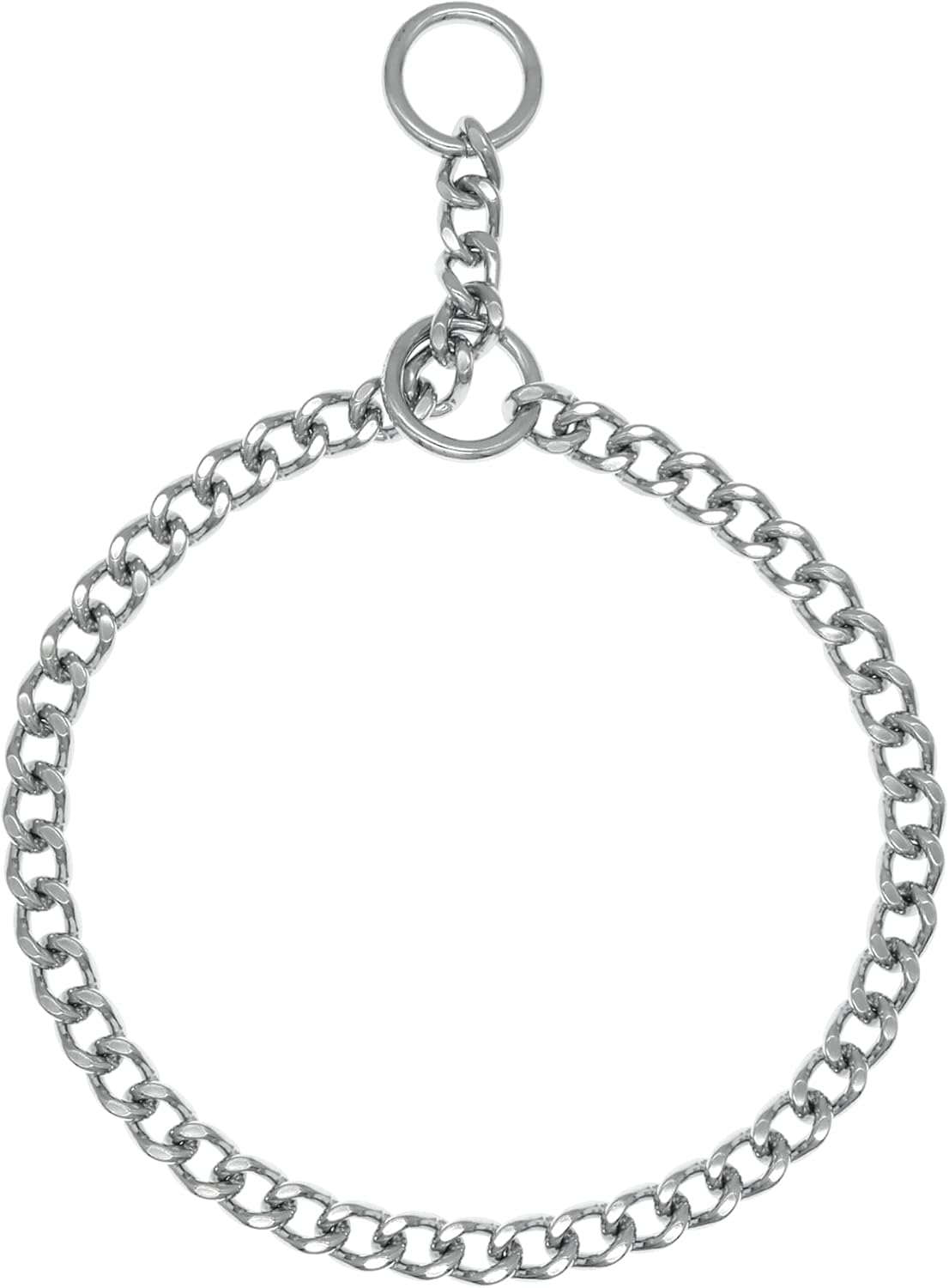 Herm Sprenger Chrome Plated Steel Dog Collar with Flat Narrow Links 4.0mm and Two O-Rings Choke Chain | Medium Large Dogs Professional Training Collar Correction Chain Made in Germany (30in (75cm))