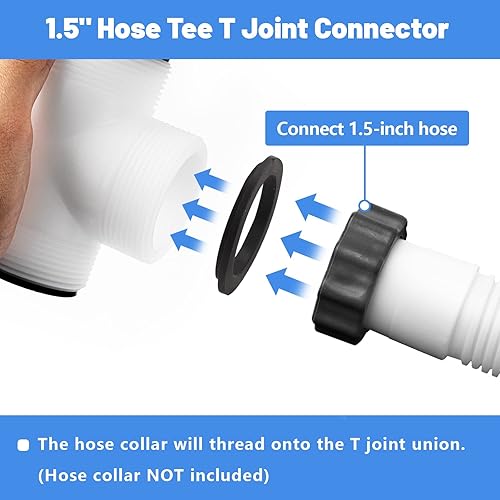 Miniatura 2 de Conector de junta en T de manguera de 1.5 pulgadas para piscina sobre el suelo Intex y Coleman, accesorio de manguera de 1.5 pulgadas + juntas de