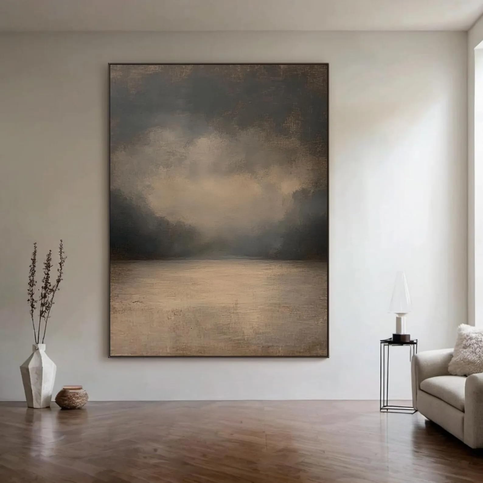 LTjiajuypd Canvas Prints Neutral Grey Abstract Oil Painting On Wabi Sabi Modern Wall Art Contemporary Home Decor(70x100cm)