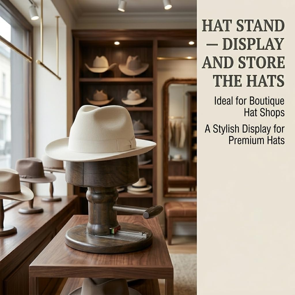 Wooden Hat Stretcher & Hat Block – Adjustable Hat Shaper for Cowboy & Fitted Hats