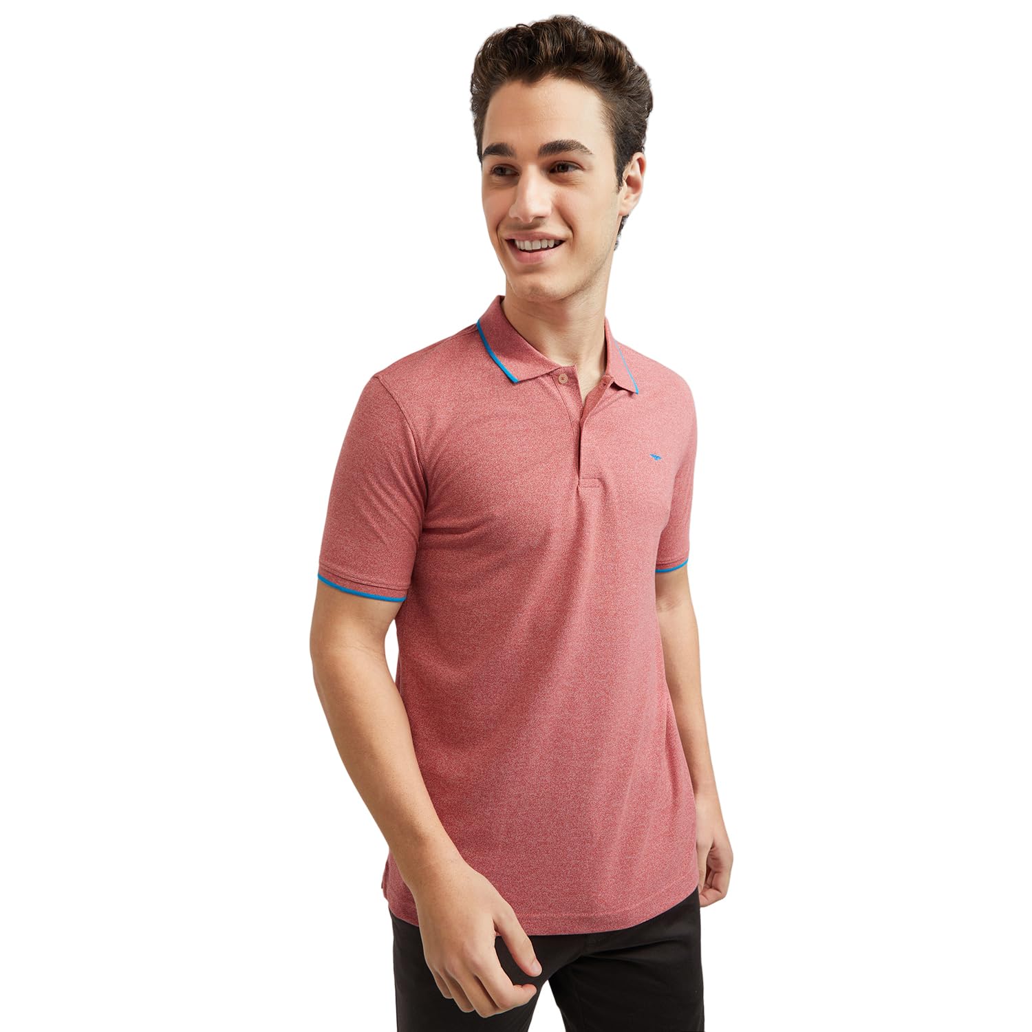park avenue Men's Cotton Polyester Blend Solid Pattern Slim Fit Rib Collar Polo Neck Half Sleeve Casual T-Shirt-picture-25