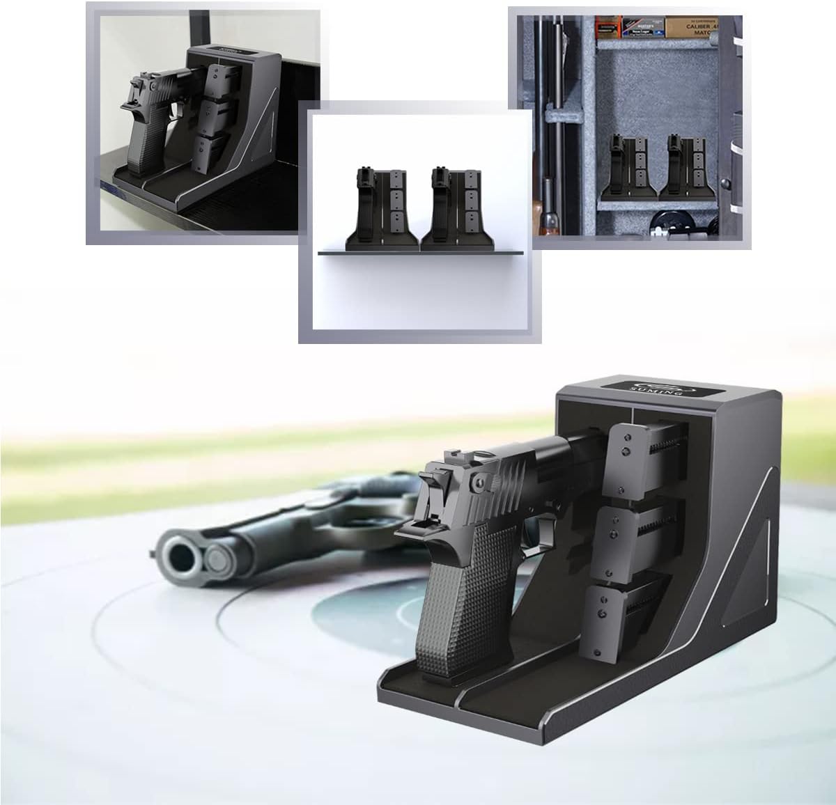 SUMING Universal Pistol Rack, Handgun Rack Pistol Holder for Gun Safe, Gun Holder Protective Pistol Stand Gun Storage Fit Most Handguns
