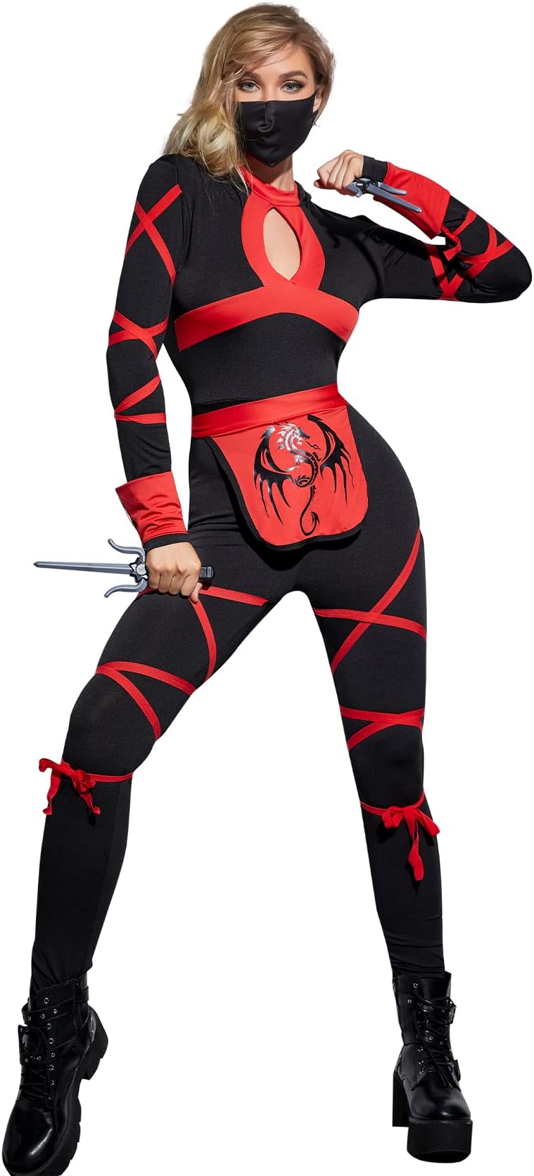 Ninja Costume Set with Mask and Sai - Women's Exotic Apparel for Halloween