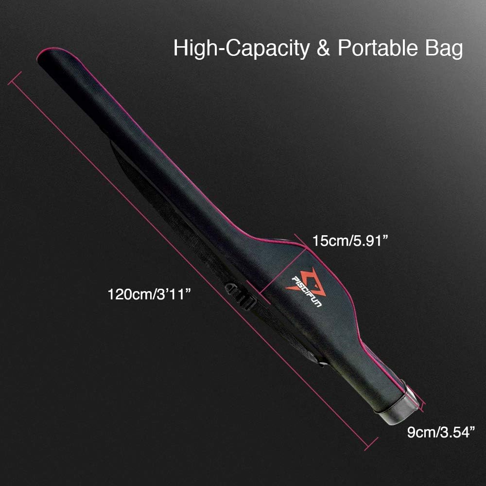 Piscifun Fishing Rod Case, 47” Portable Folding Fishing Rod Cover, Spinning, Baitcasting, Ice Rod Bag