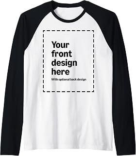 Custom Front & Back Print Raglan Baseball Tee with Your Image for Men and Women by Modify by Amazon Merch on Demand