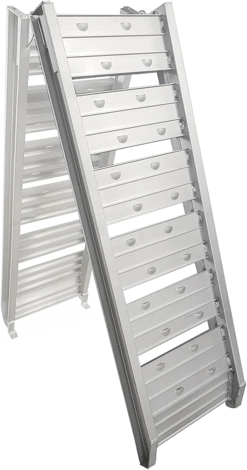 Aluminum Ramp with Treads, 440 lbs Loading Ramp, Folding Ramp for Motorcycles, 71" Portable Ramp for Truck, Trailer, Mowers, Carts & More, Motorcycle Ramp