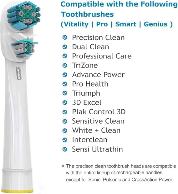 4 Pcs Dual Clean Replacement Toothbrush Heads Compatible with Oralb Electric Toothbrush, Double Heads and Soft Bristle for Superior Cleaning and Whitening (8 Pack)