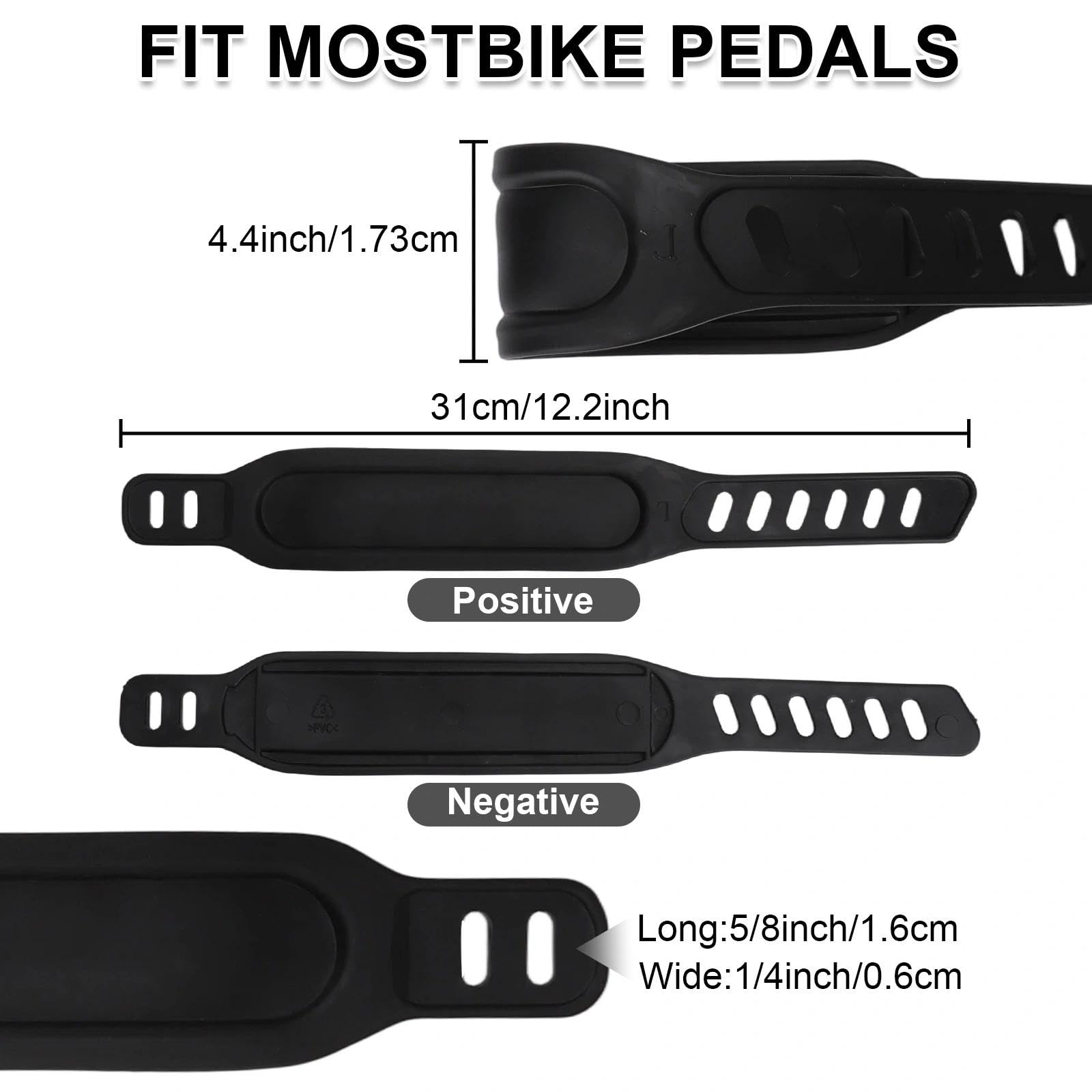 Cyclette, cinghie a pedale con nastro riflettente, universale, per cyclette, lunghezza regolabile, per la maggior parte dei pedali della bicicletta, ciclo di bicicletta