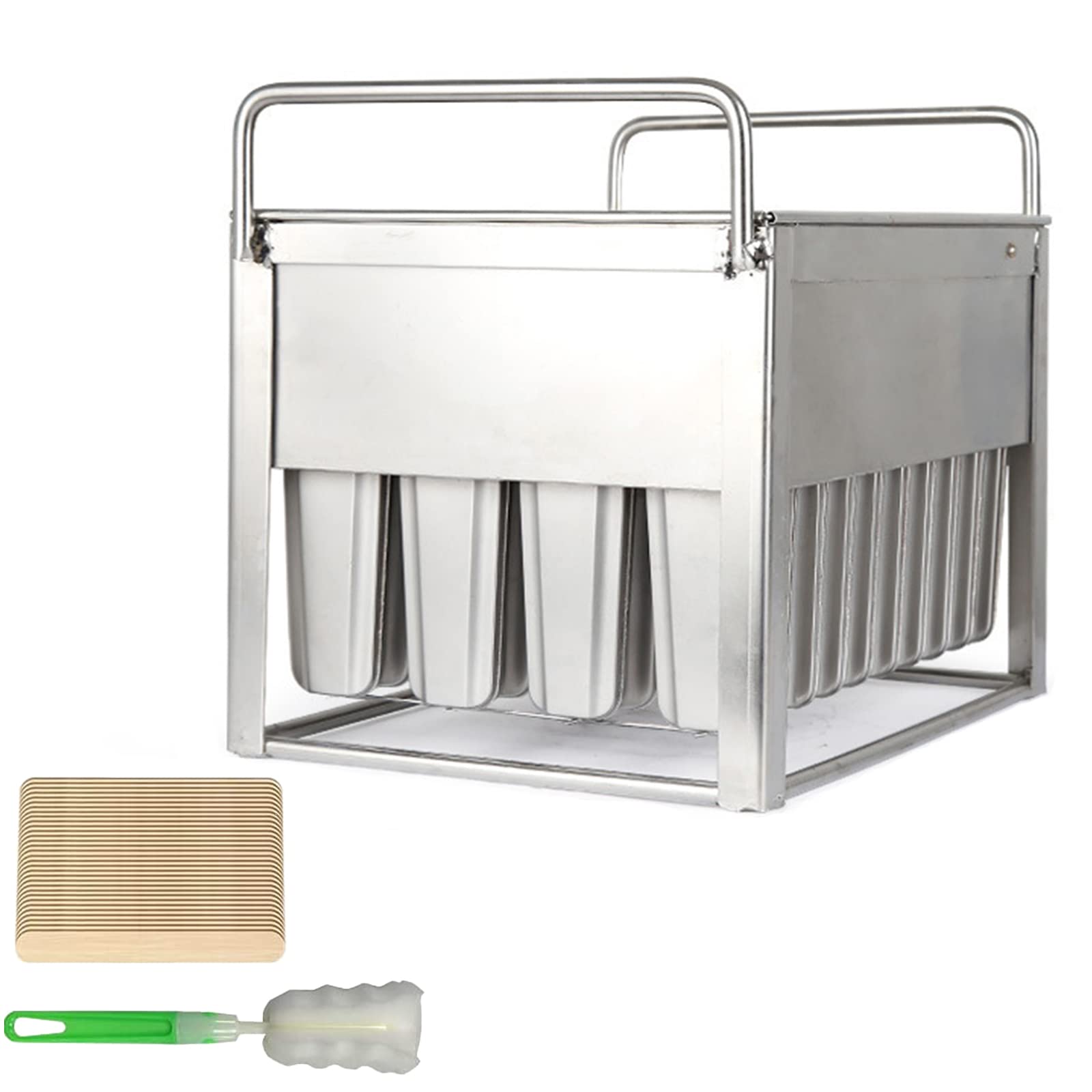 Stainless Steel Popsicle Molds 40Pcs, Commercial Ice Pop Models, Ice Lolly Popsicle Molds Ice Cream Maker, Ice Cream Stick Holder Kit with 100 Popsicle Sticks 1 Clean Brush for DIY Ice Cream,F