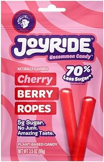 GENERIC Joyride Sweets Cherry Berry Filled Candy Ropes, 3.5oz, Chewy Candy, Taffy Candy, 70% Less Sugar, Plant Based Sweets