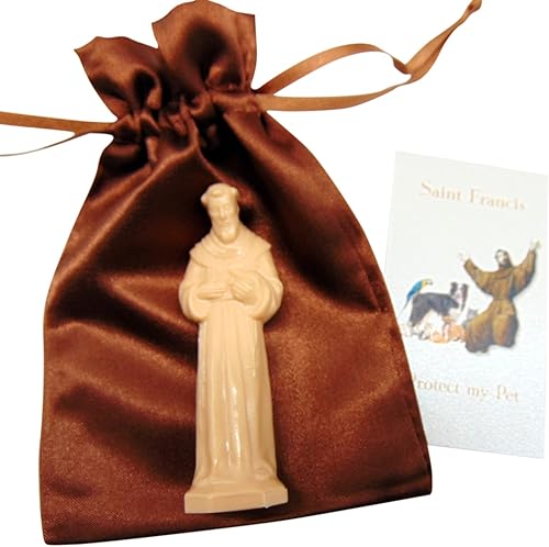 Westmon Works Juego de oración para mascotas de San Francisco, tarjeta sagrada, patrón, oración de Santa Novena con estatua de Santa de plástico